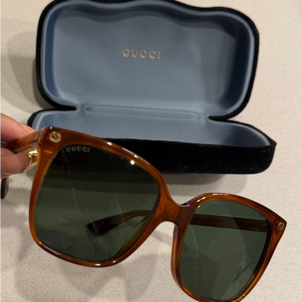 Gucci Tortoise Sunglasses with Dark Green Lenses